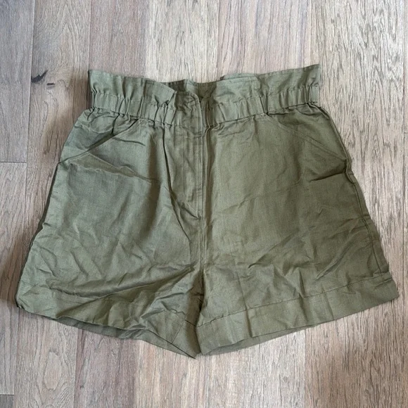 NWT Able Janis Paperbag Olive Green High Waist Shorts Relaxed Fit Size Large - Picture 5 of 12